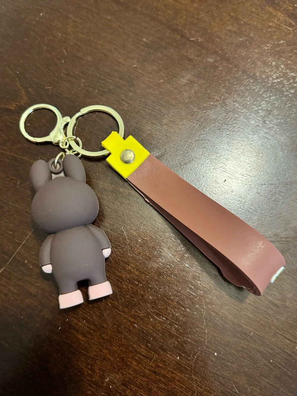 Labubu Brown Character Keychain Bag Charm Rubber Wrist Strap NWOT